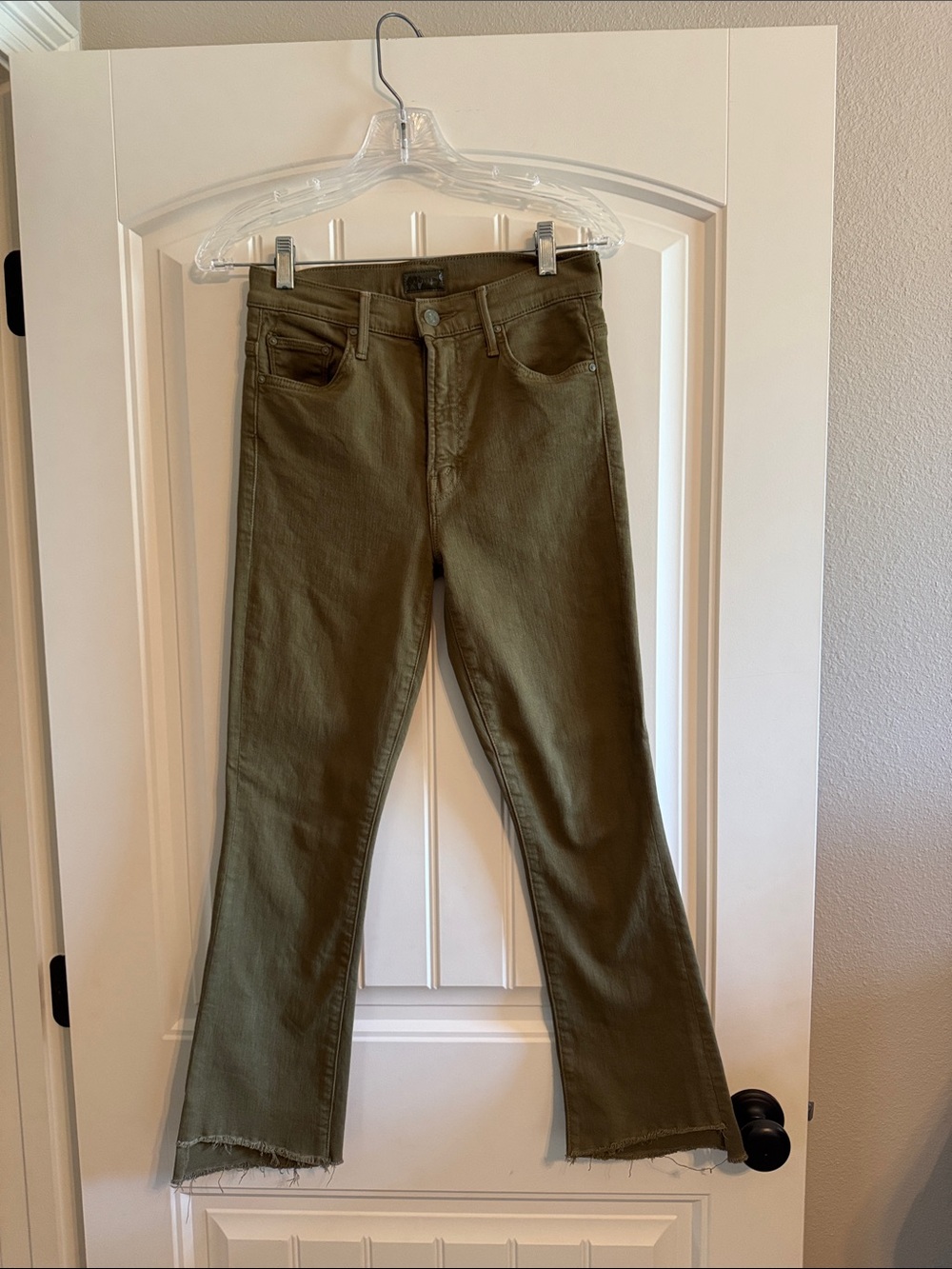 Mother Insider Crop Step Fray, Fir Green